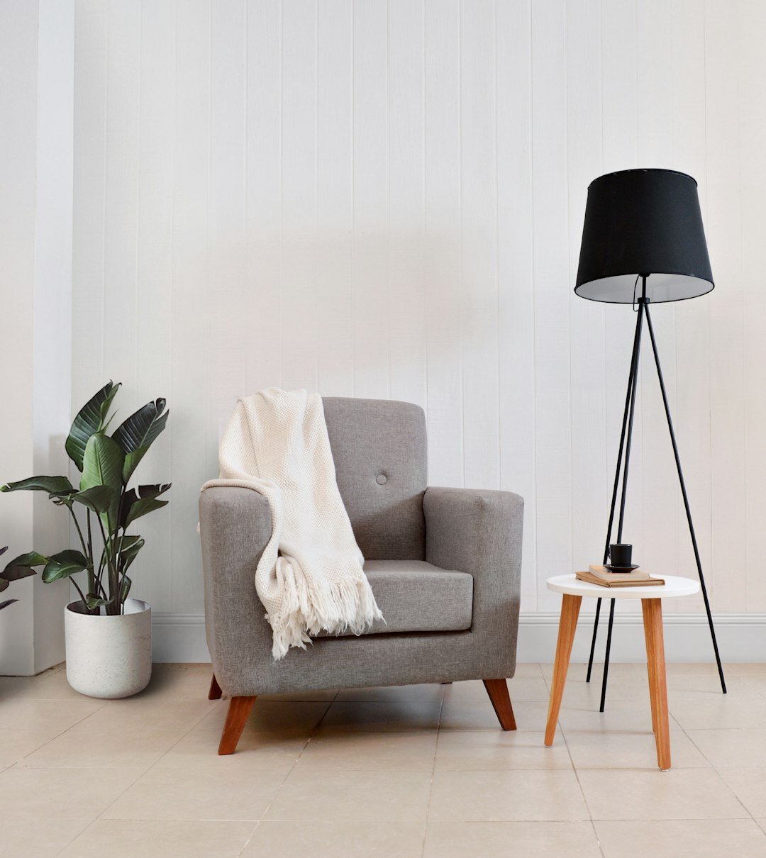 cozy armchair with book